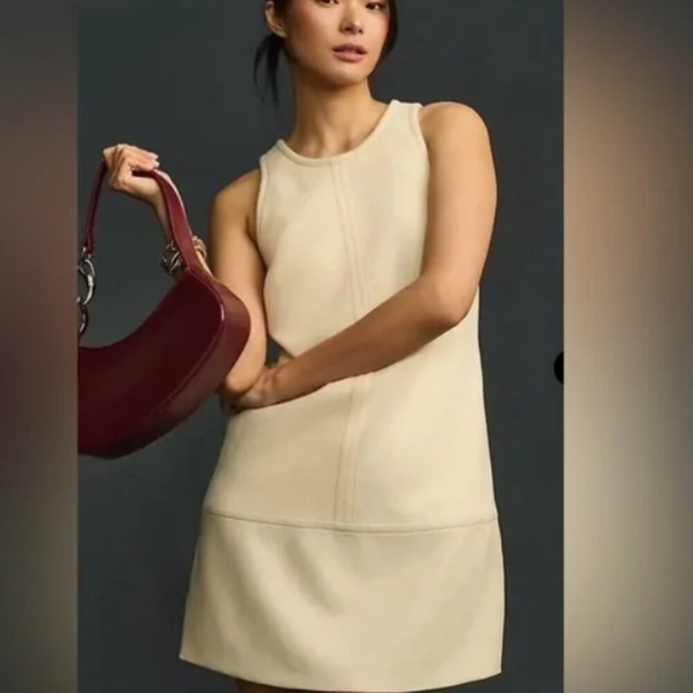 By Anthropologie Faux Leather Shift Mini Dress